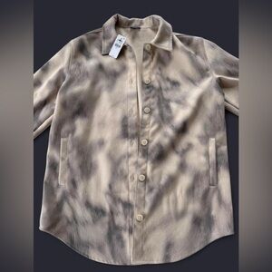 Express Beige and Gray Wool Blend Coat